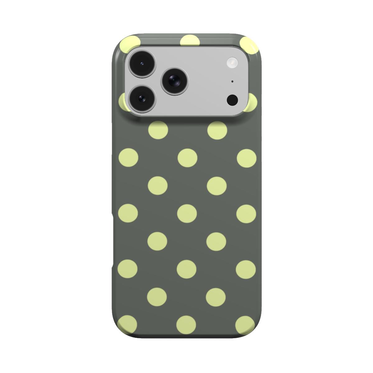 Slate & Lemon Polka Dot phone case – MagSafe iPhone case, front view