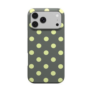 Slate & Lemon Polka Dot phone case – MagSafe iPhone case, front view