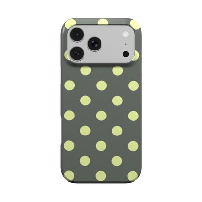 Slate & Lemon Polka Dot phone case – MagSafe iPhone case, front view