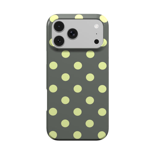 Slate & Lemon Polka Dot phone case – MagSafe iPhone case, front view