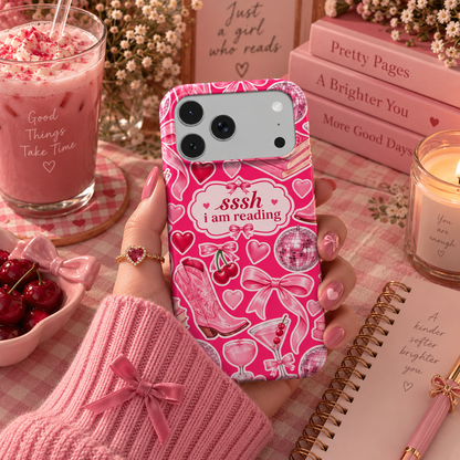 Sssh I Am Reading phone case – MagSafe iPhone case, styled photo