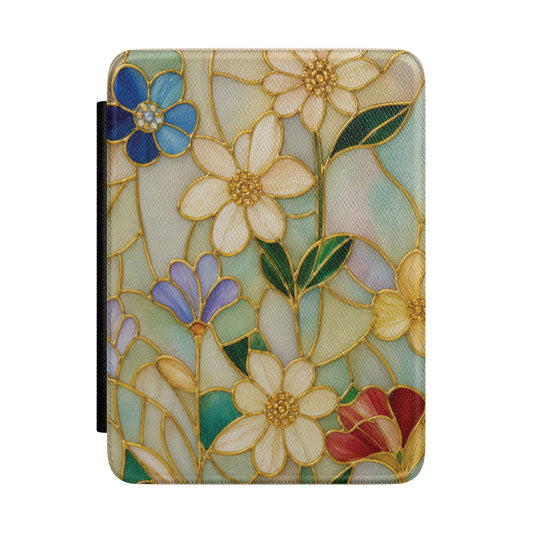 Stained-Glass Floral Kindle Case - front view