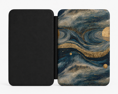 Starry night cosmos Kindle case front cover — swirling night-sky print