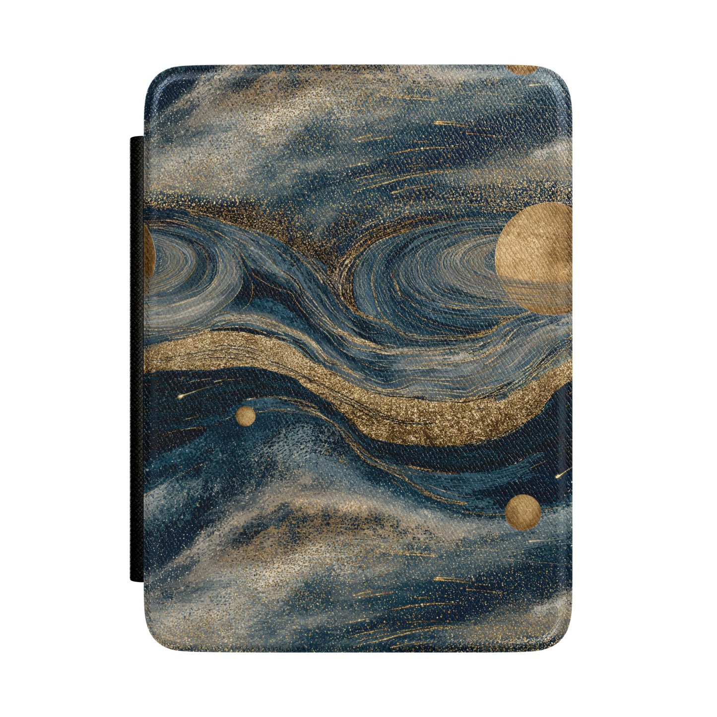 Starry night cosmos Kindle case — swirling night-sky print