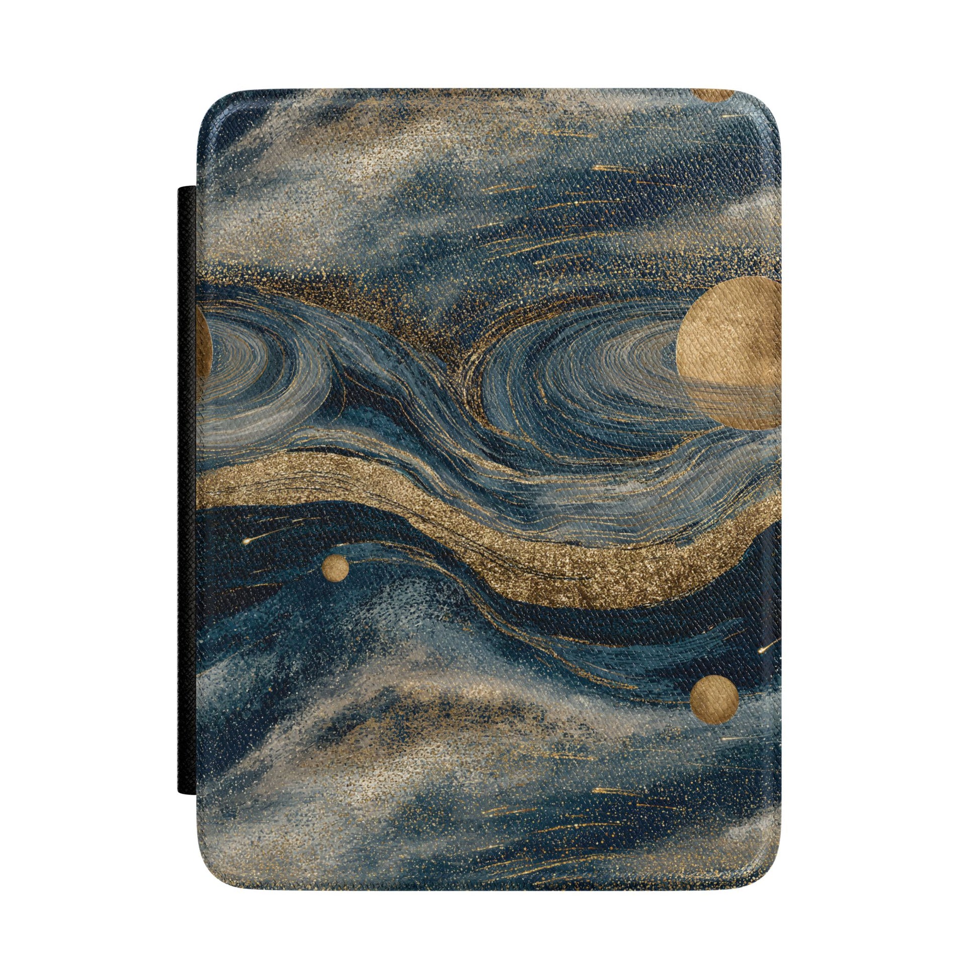 Starry night cosmos Kindle case — swirling night-sky print