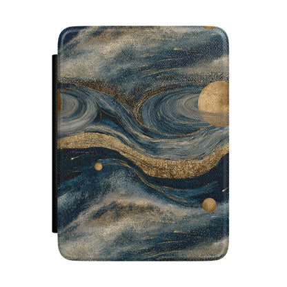 Starry night cosmos Kindle case — swirling night-sky print