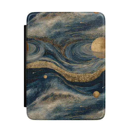 Starry night cosmos Kindle case — swirling night-sky print