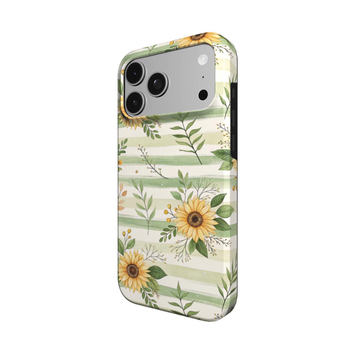 Sunflower Stripe phone case – MagSafe iPhone case, detail view