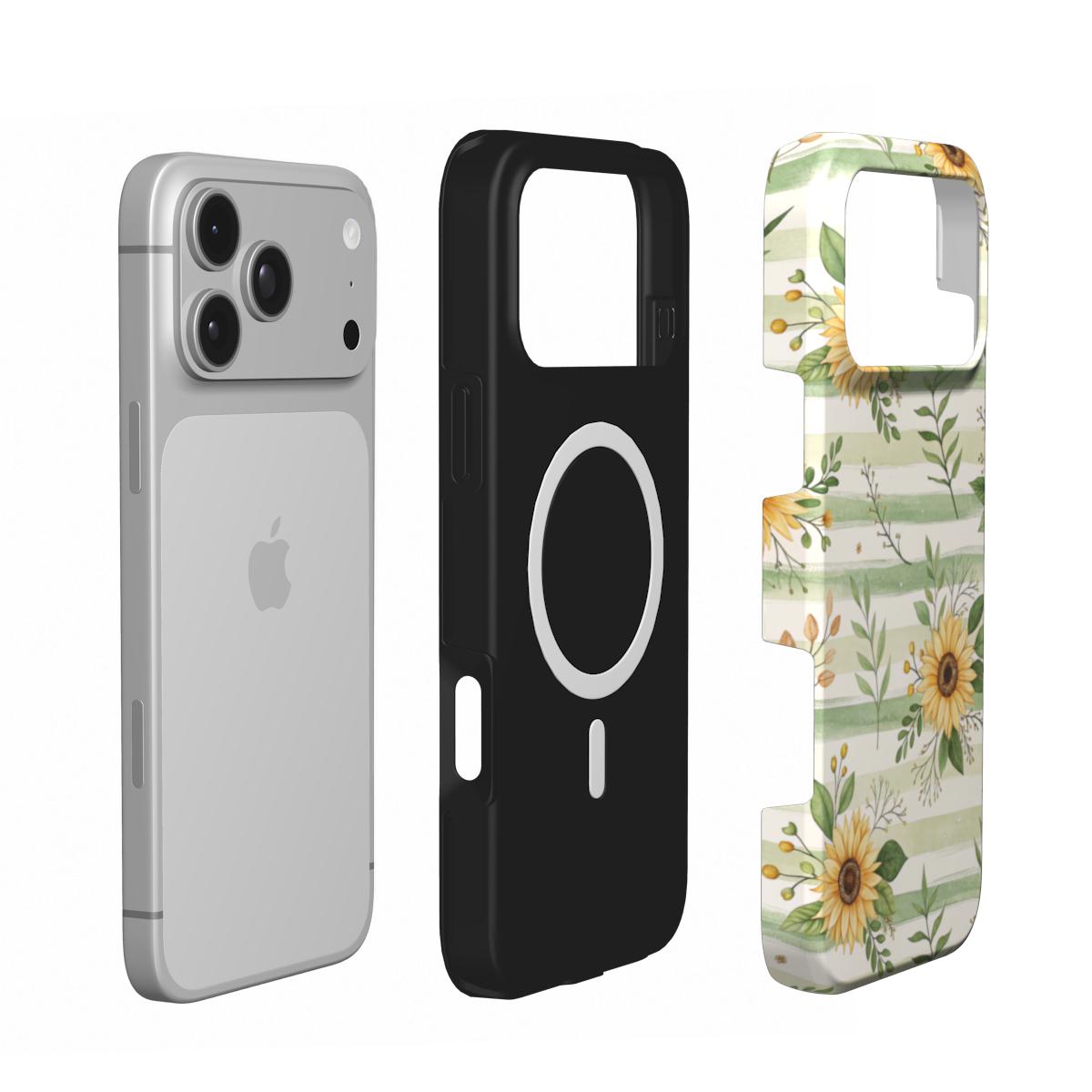 Sunflower Stripe phone case – MagSafe iPhone case, second detail view