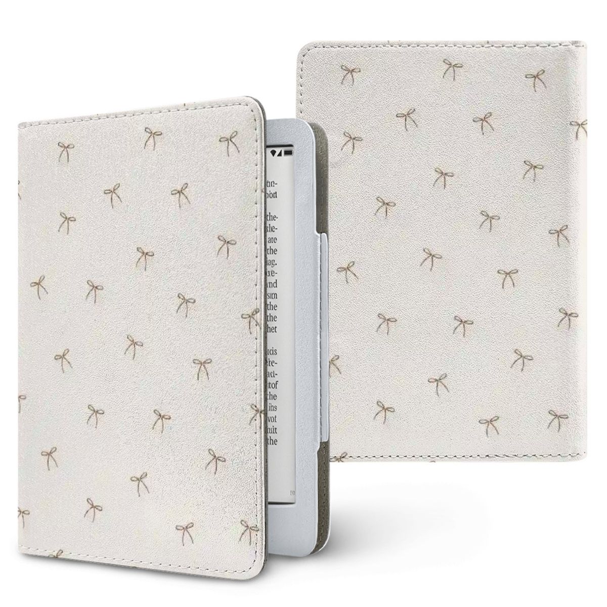 Taupe Bows Kindle case, printed front and back, fits Kindle Paperwhite 6.8 and 7 inch and Colorsoft