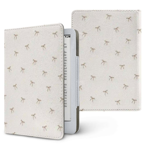 Taupe Bows Kindle case, printed front and back, fits Kindle Paperwhite 6.8 and 7 inch and Colorsoft