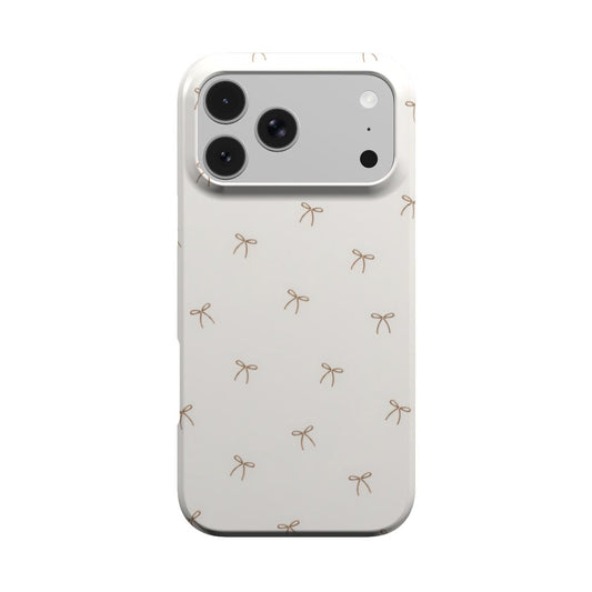 Taupe Bows phone case – MagSafe iPhone case, front view