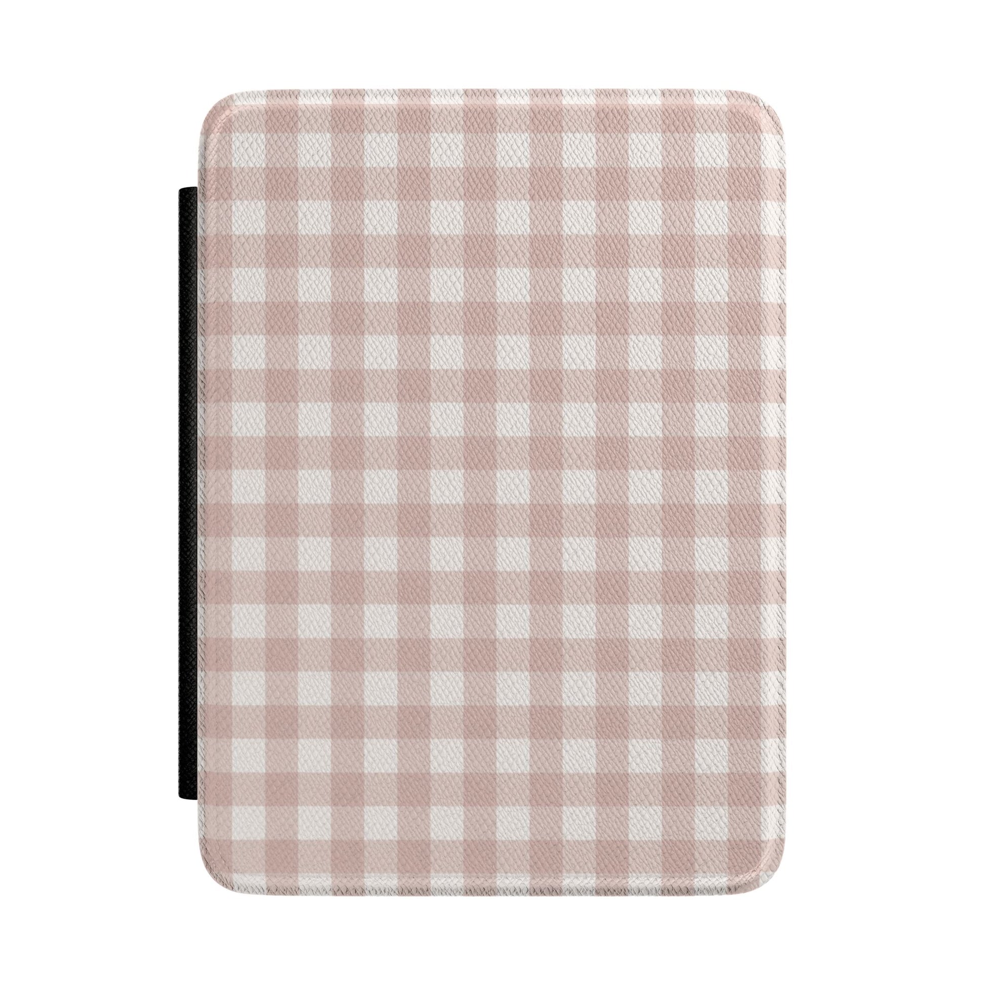 Taupe Gingham Kindle case — taupe and cream gingham check print