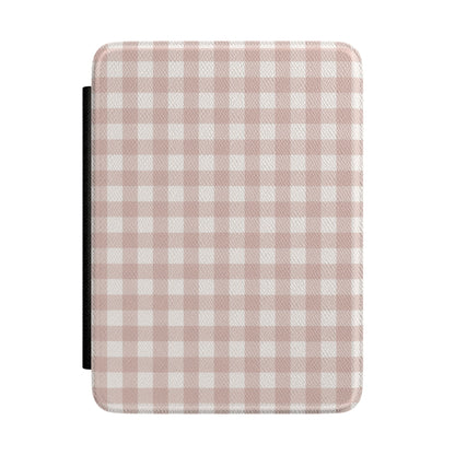 Taupe Gingham Kindle case — taupe and cream gingham check print