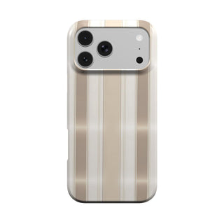 Taupe Ticking Stripe phone case – MagSafe iPhone case, front view