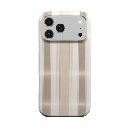 Taupe Ticking Stripe phone case – MagSafe iPhone case, front view
