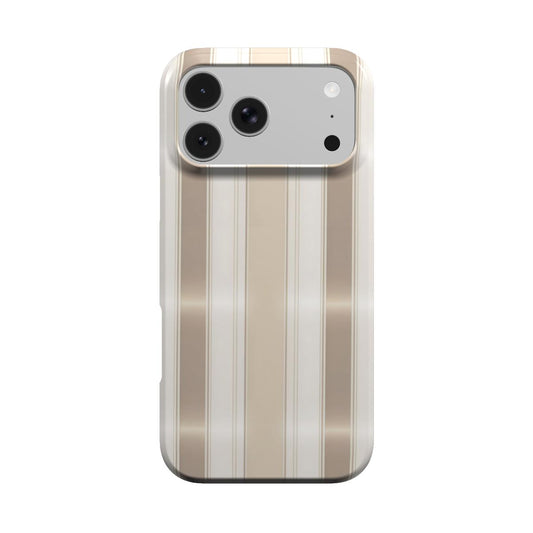 Taupe Ticking Stripe phone case – MagSafe iPhone case, front view