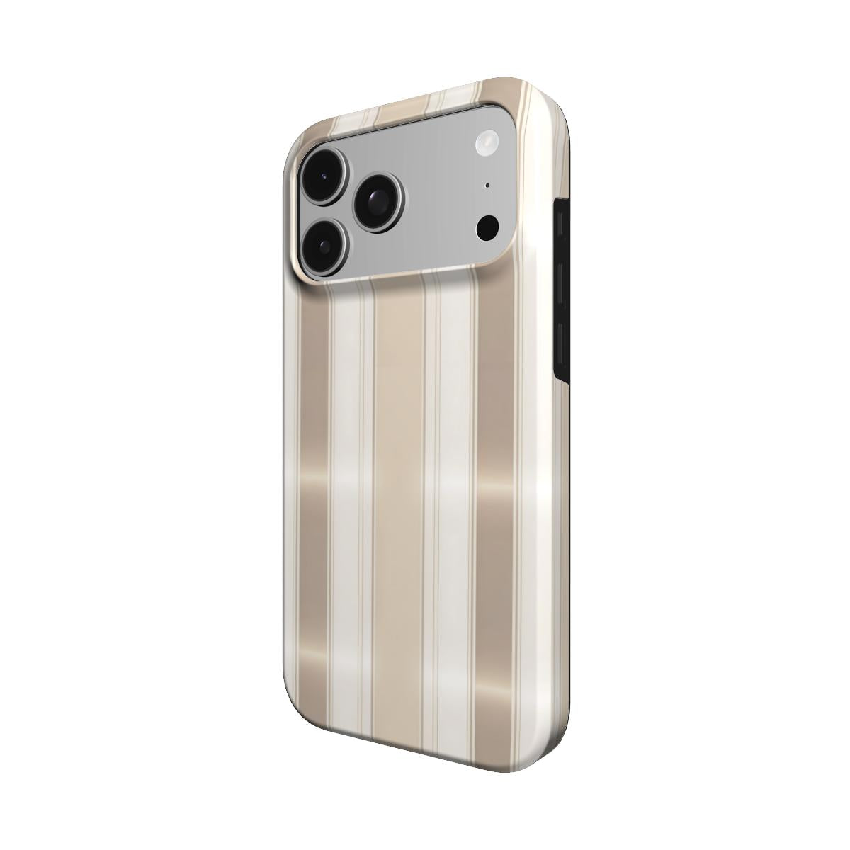 Taupe Ticking Stripe phone case – MagSafe iPhone case, detail view
