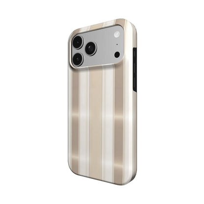 Taupe Ticking Stripe phone case – MagSafe iPhone case, detail view