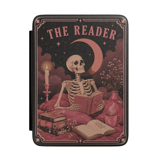 The Reader Tarot Skeleton Kindle Case - front view