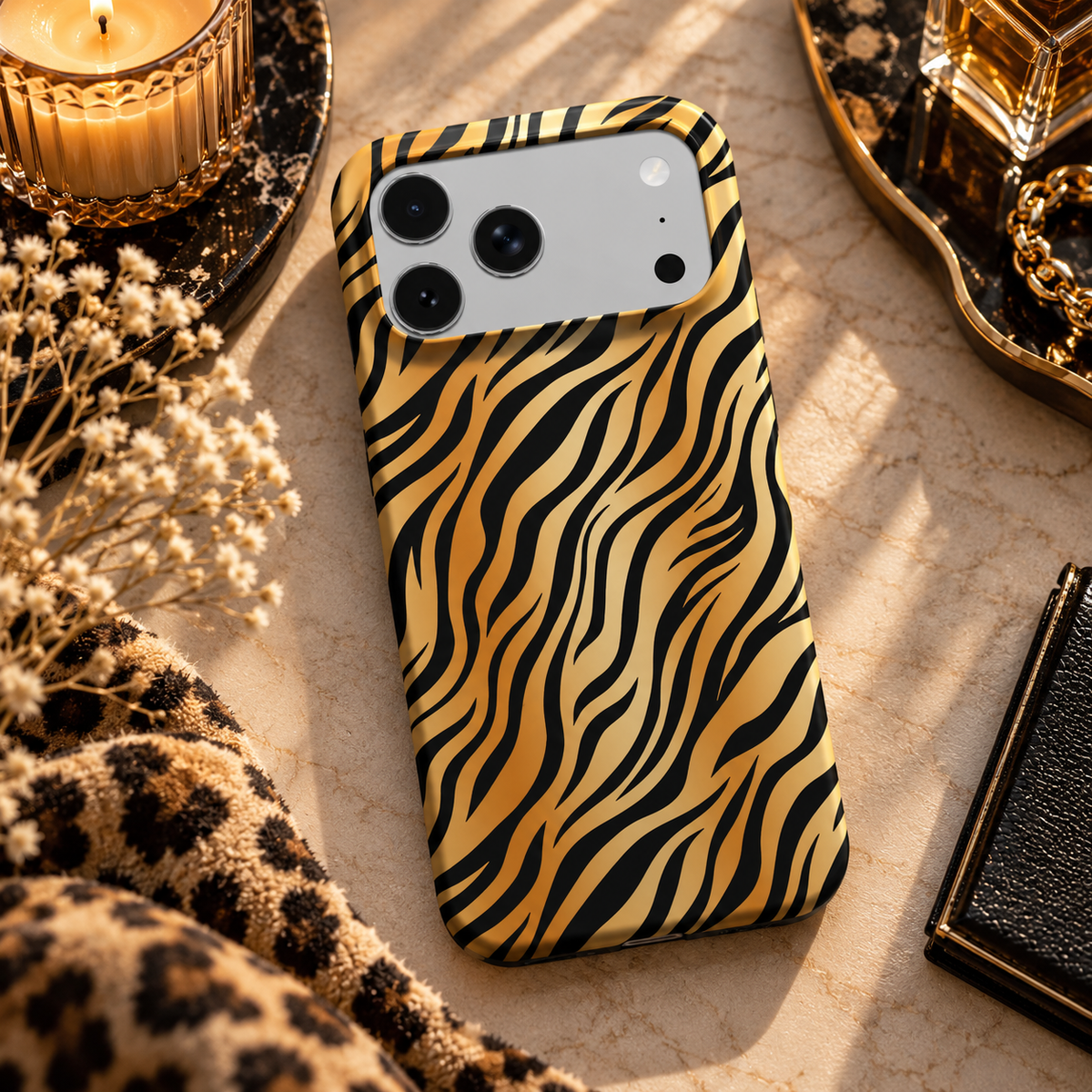 Tiger Stripe phone case – MagSafe iPhone case, lifestyle photo