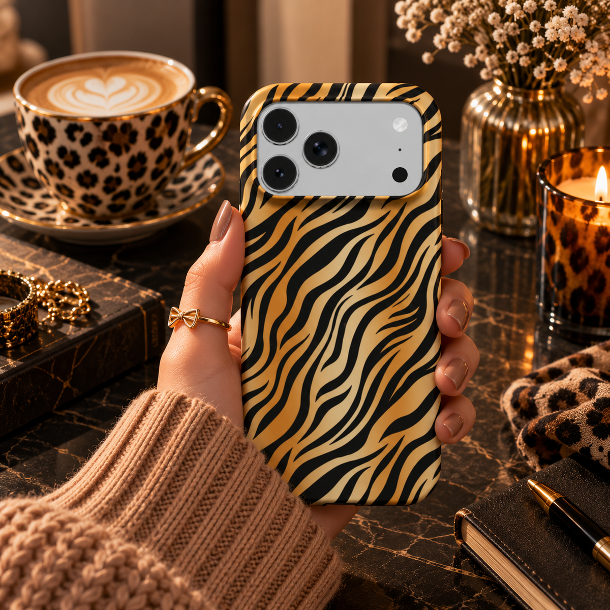 Tiger Stripe phone case – MagSafe iPhone case, styled photo