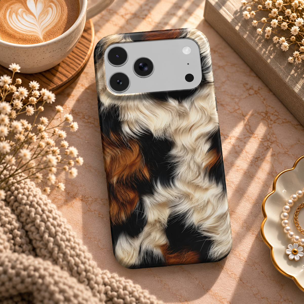 Tricolor Cowhide phone case – MagSafe iPhone case, lifestyle photo