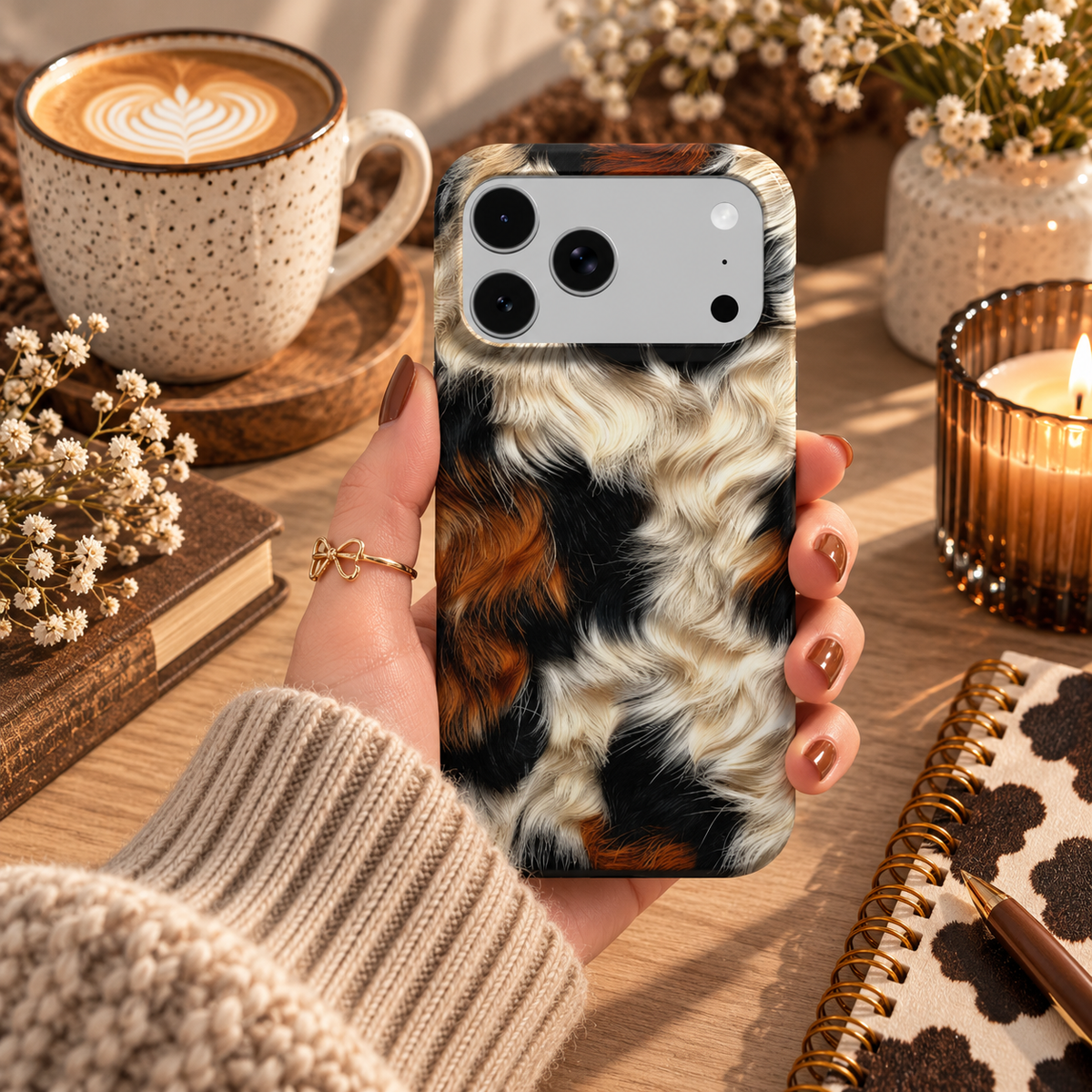 Tricolor Cowhide phone case – MagSafe iPhone case, styled photo