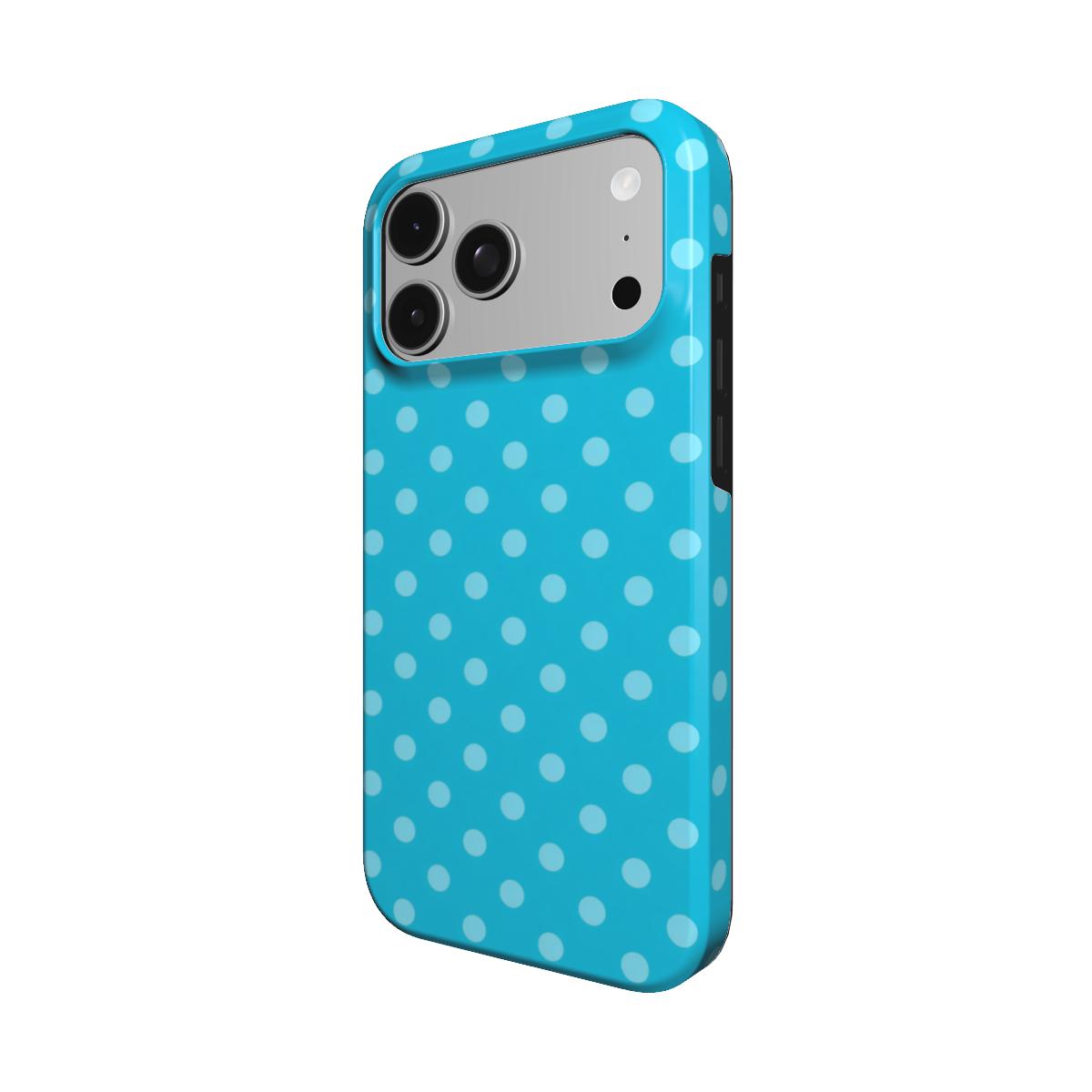 Turquoise Polka Dot phone case – MagSafe iPhone case, detail view