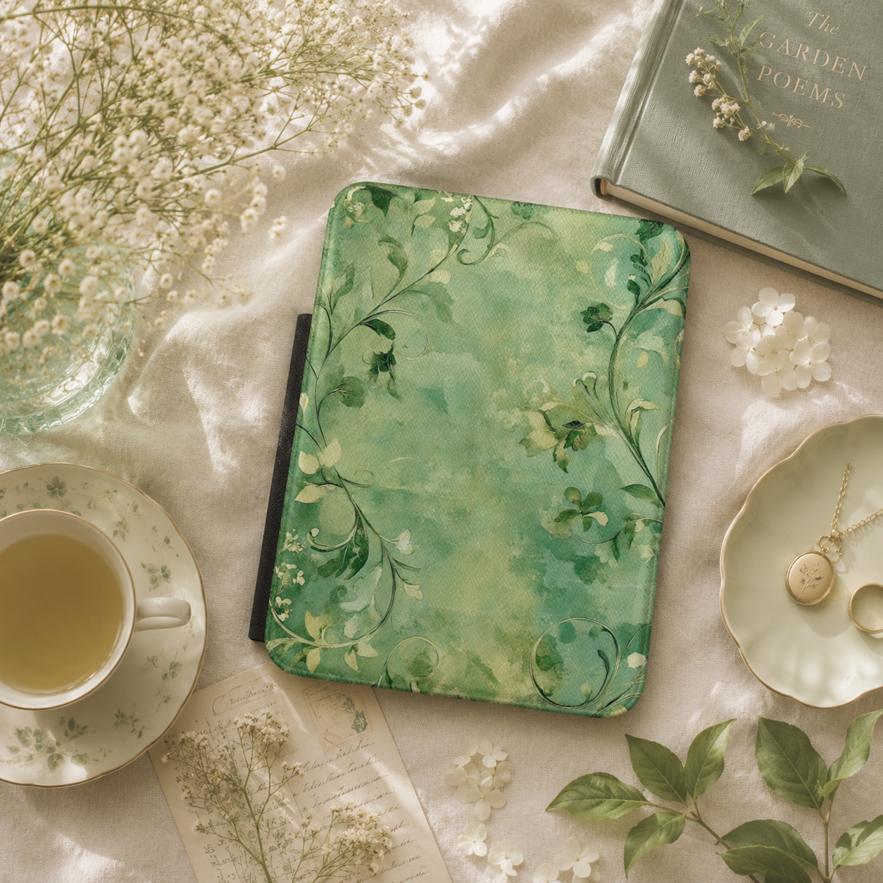 Verdigris vine Kindle case — additional view
