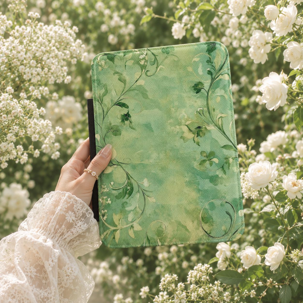 Verdigris vine Kindle case — additional view