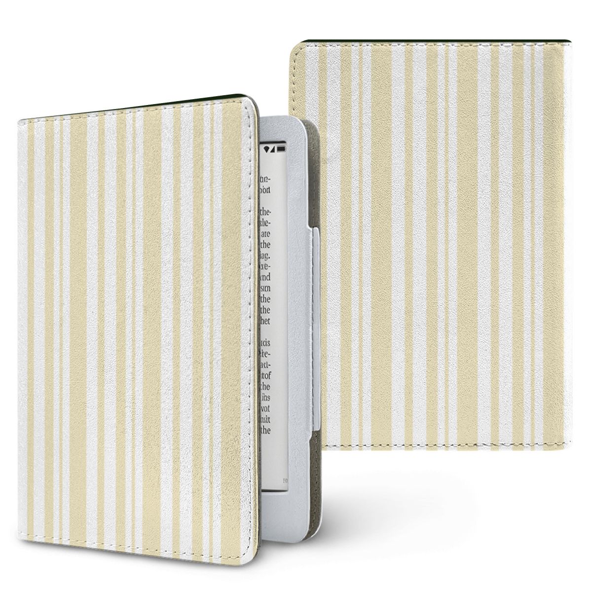 Butter Ticking Stripe Kindle case — yellow stripe, printed front and back