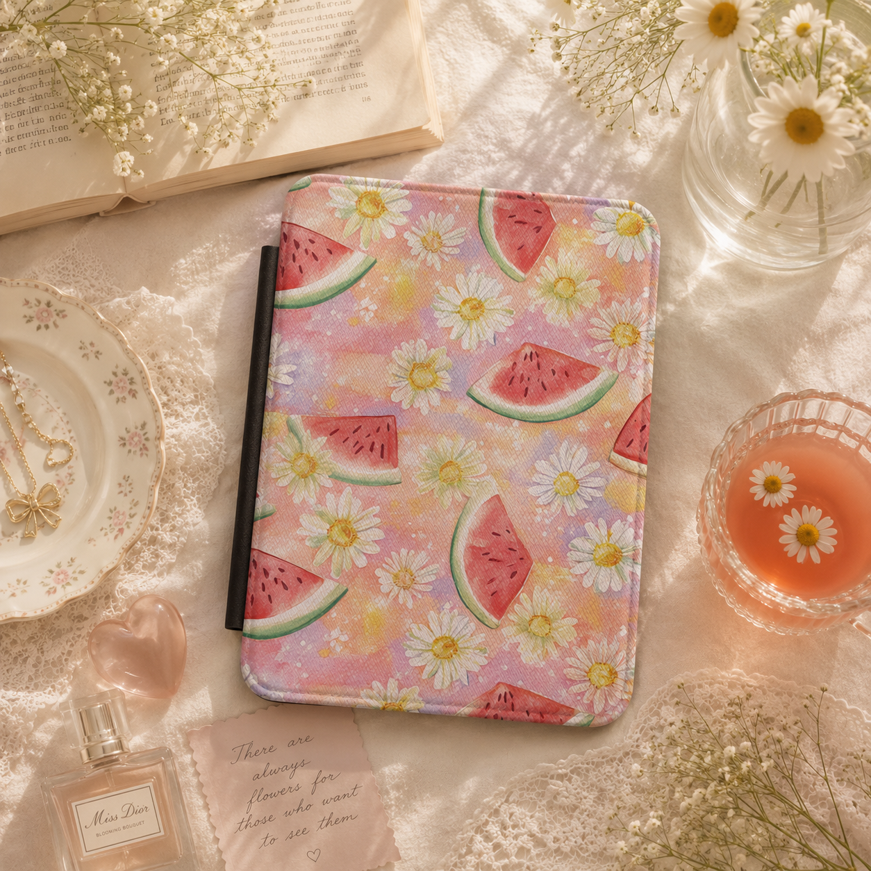 Watermelon daisy Kindle case — additional view