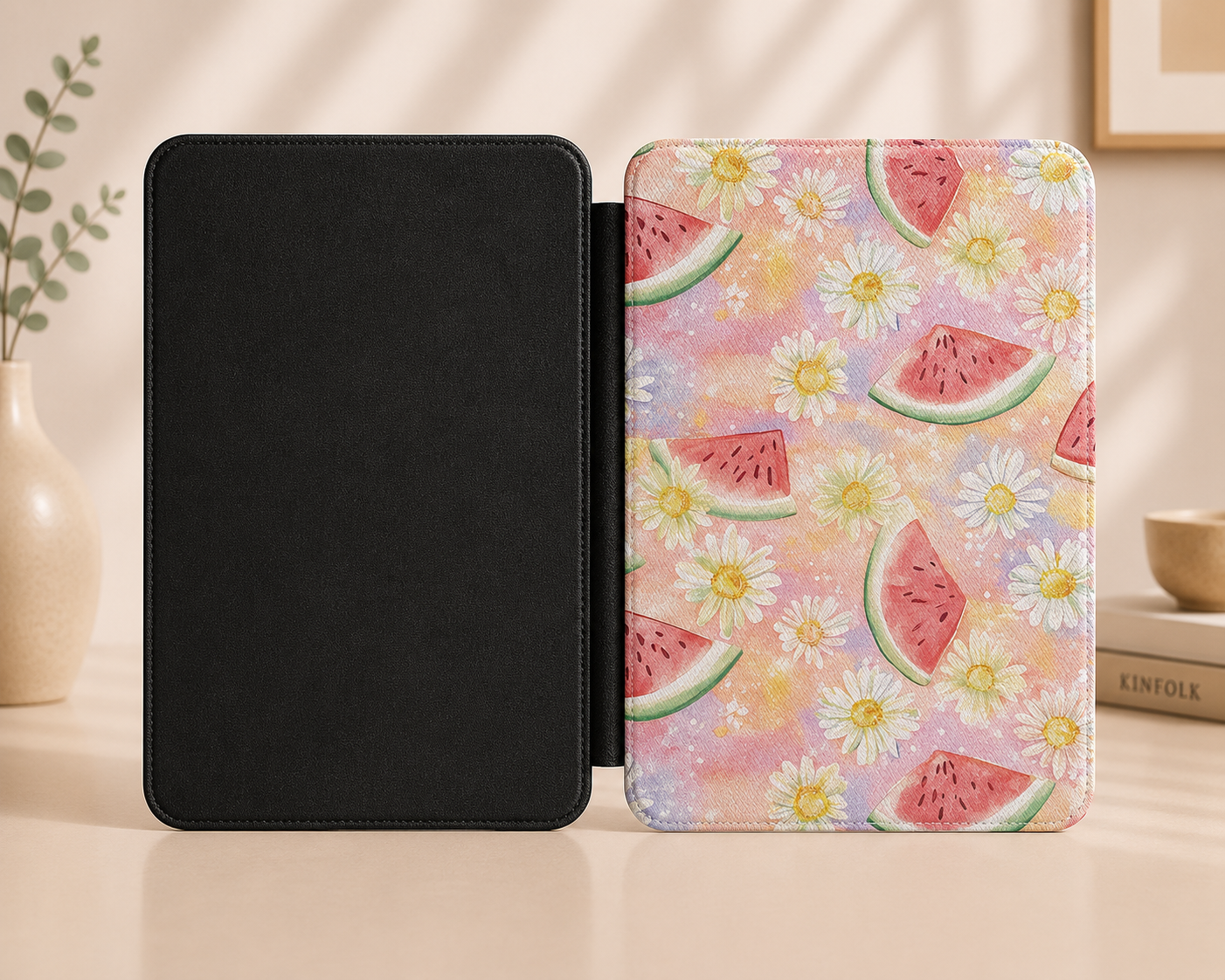 Watermelon daisy Kindle case — additional view