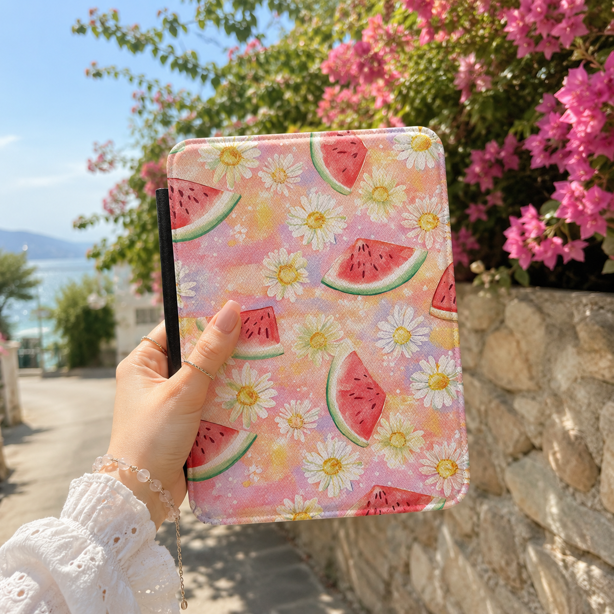 Watermelon daisy Kindle case — additional view