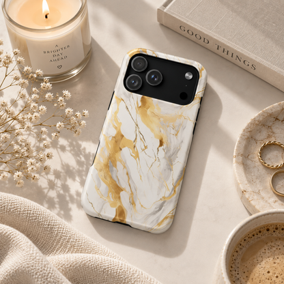 White & Gold Marble Phone Case — MagSafe Compatible