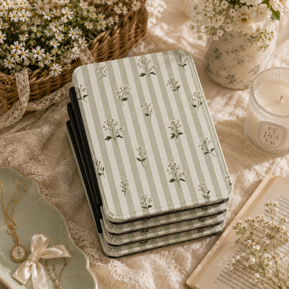 Close-up of Wildflower Stripe Saffiano Kindle case