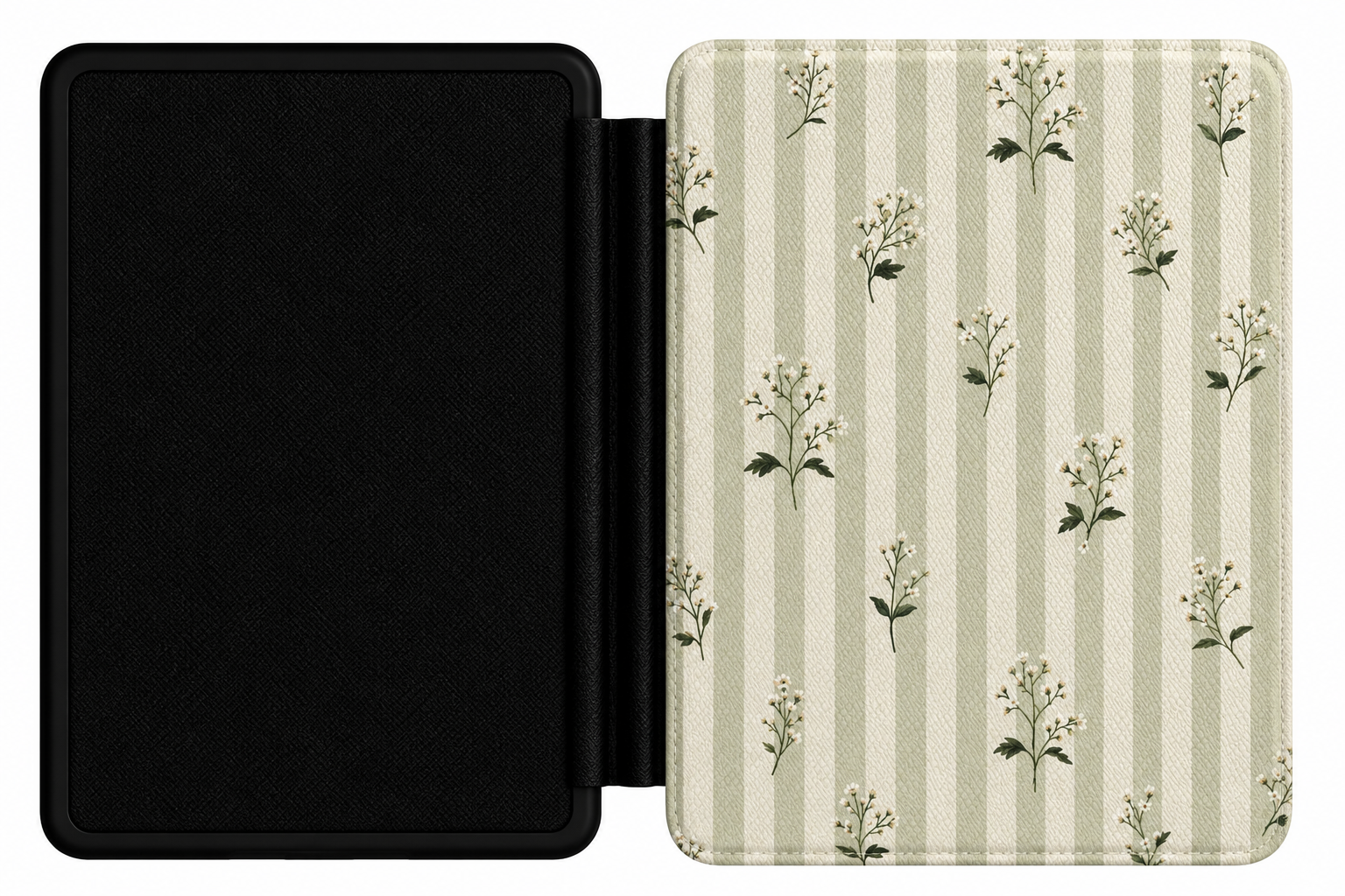 Wildflower Stripe Kindle case front cover — wildflower and stripe print