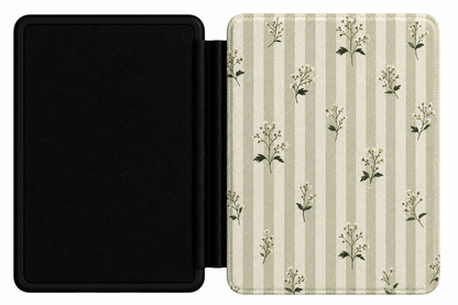 Wildflower Stripe Kindle case front cover — wildflower and stripe print