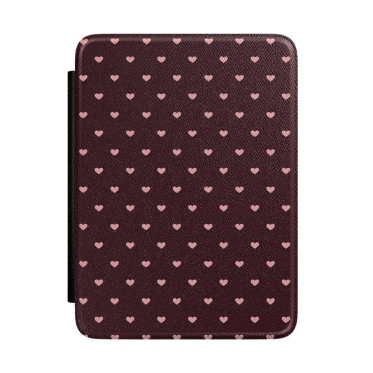 Wine and Pink Mini Heart Kindle Case - front view