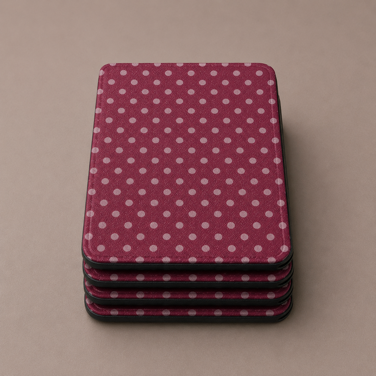 Deep wine red dusty rose polka dot Kindle Paperwhite case — Quiet Bookish gift for readers