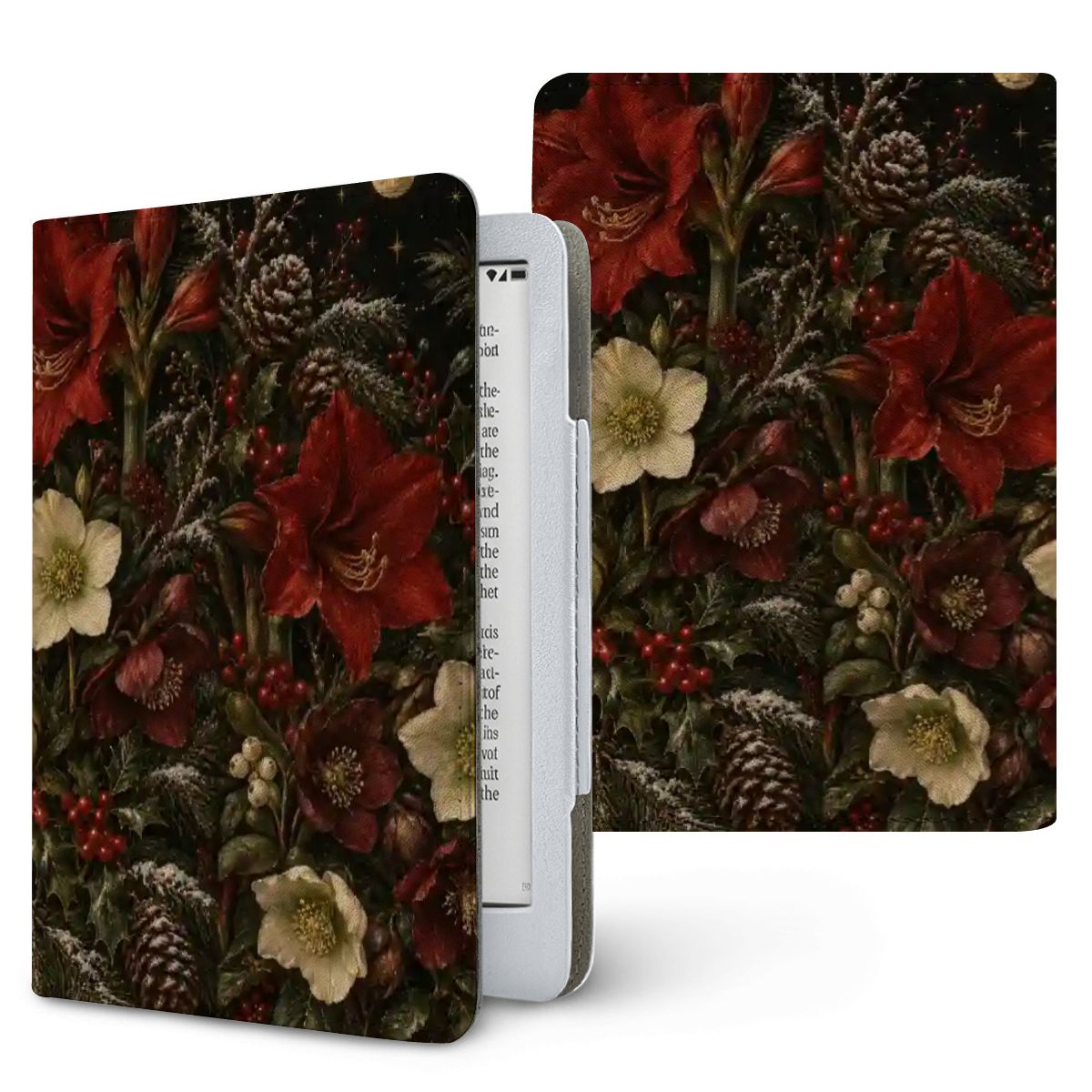 Winter Amaryllis Kindle case, printed front and back, fits Kindle Paperwhite 6.8 and 7 inch and Colorsoft