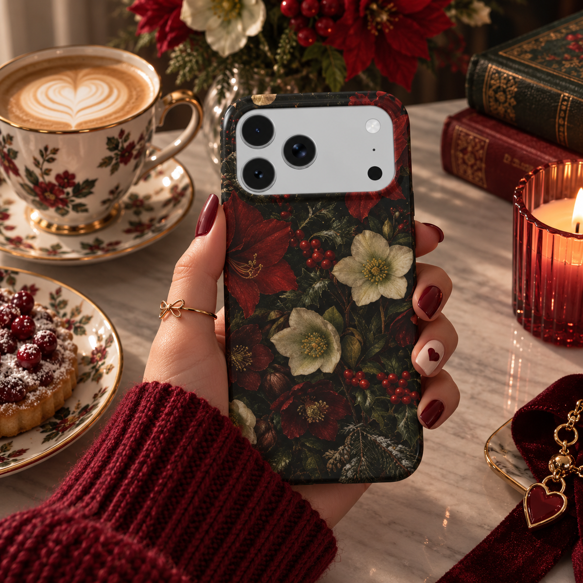 Winter Amaryllis phone case – MagSafe iPhone case, styled photo