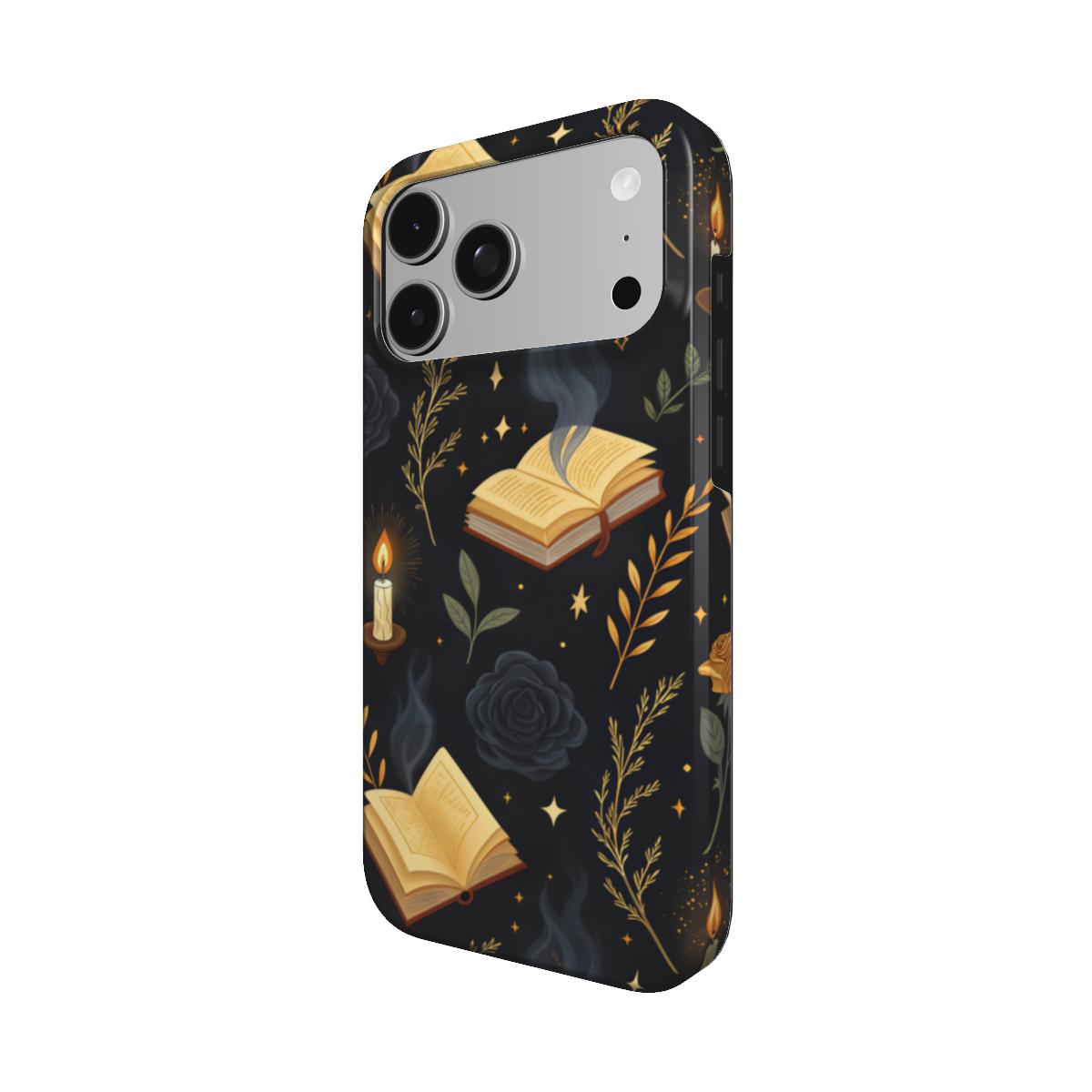 Witchy Academia phone case – MagSafe iPhone case, angled view