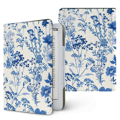 Blue Wildflower Kindle case — blue botanical, printed front and back