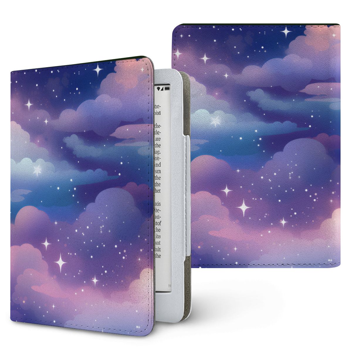 Twilight Clouds Kindle case — pastel sky, printed front and back