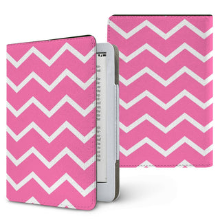 Pink Chevron Kindle case — pink zigzag, printed front and back