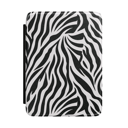 Zebra stripe Kindle case in black and white Saffiano — bold high-contrast animal print, Atelier gift for her