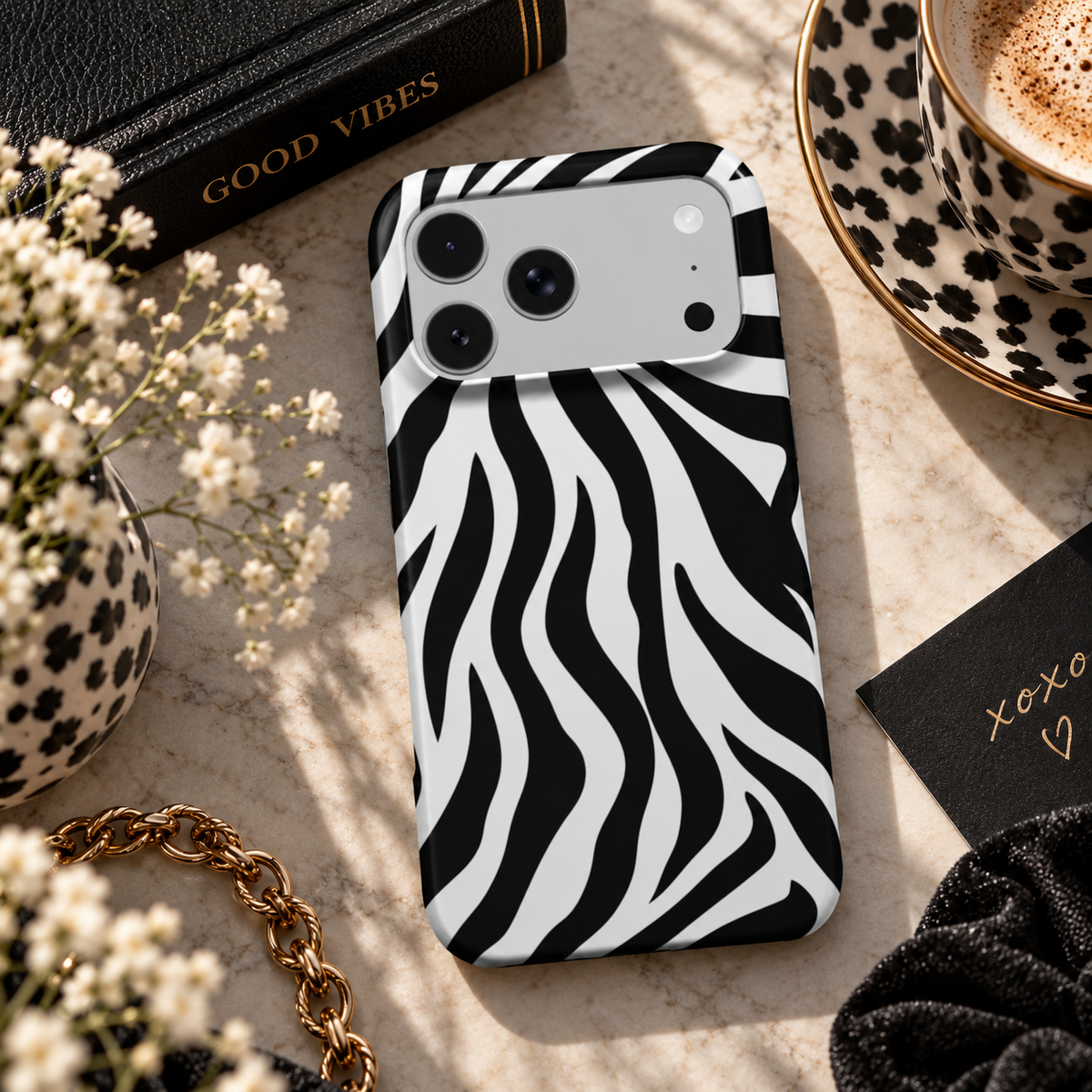 Zebra Stripe phone case – MagSafe iPhone case, lifestyle photo