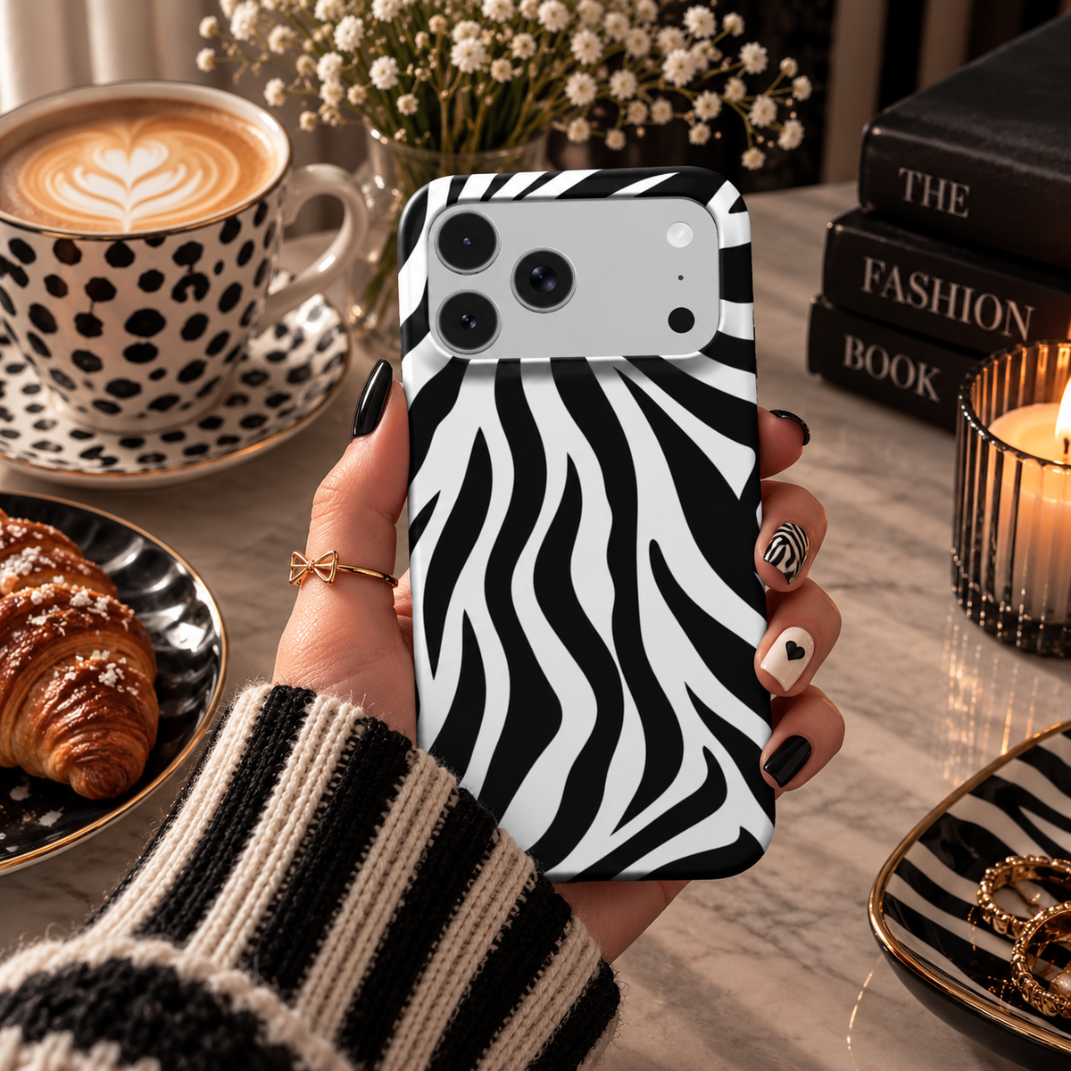 Zebra Stripe phone case – MagSafe iPhone case, styled photo